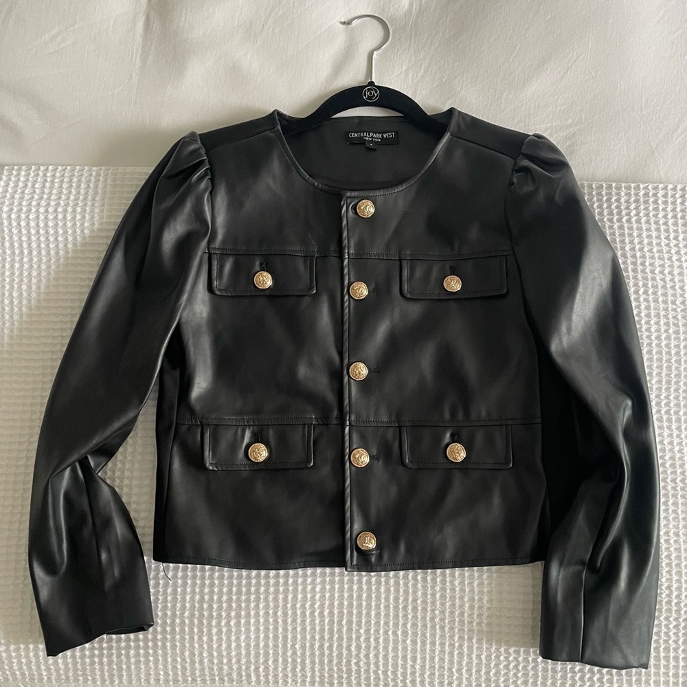 Central Park West Black and Gold Leather Jacket  cropped - Perfect condition!